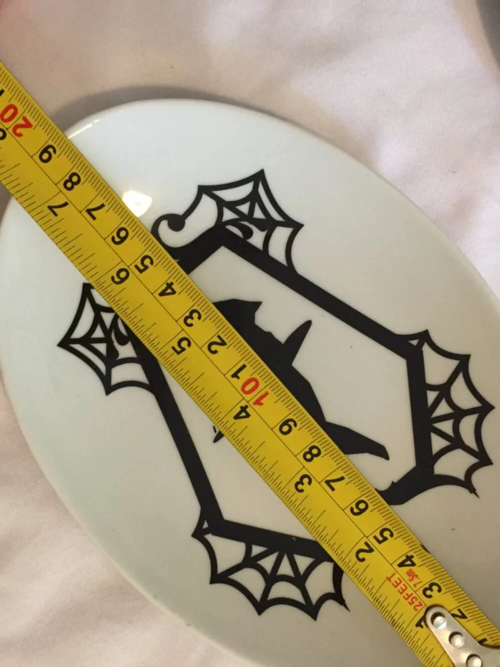 Crate & Barrel Halloween Appetizer Plates Set of 4 Witch Silhouettes Bat, Spider